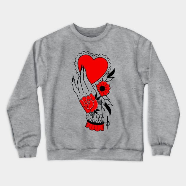 Heart in Hand Crewneck Sweatshirt by Cole Kovatch Tattoos